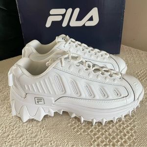 NEW ALL WHITE CHUNKY FILA’S